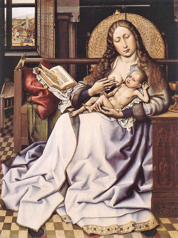 virgin and child before a firescreen